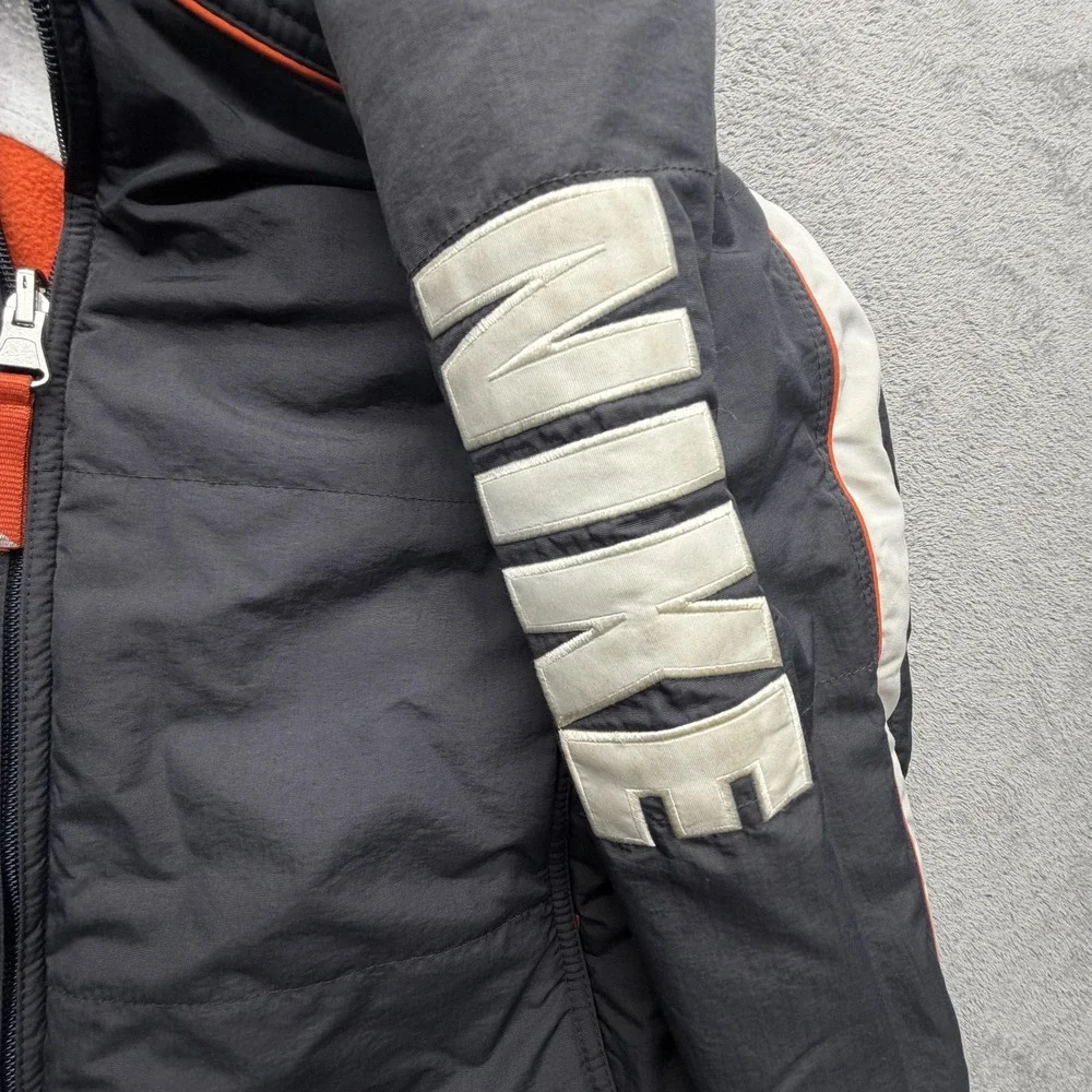 Nike Jacket Youth 10-12‎ Gray Orange Reversible Hooded Fleece Lined Puffer